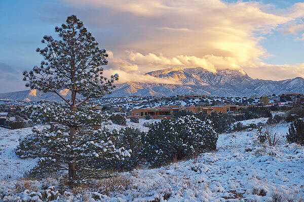 Snowy Mountain Landscape at Sunrise Photograph
