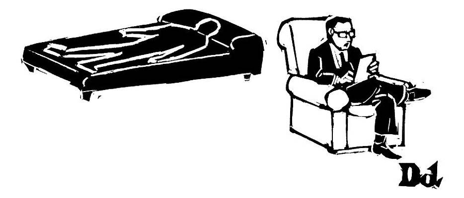 Outline Drawing - A Psychiatrist Sits With His Patient #1 by Drew Dernavich