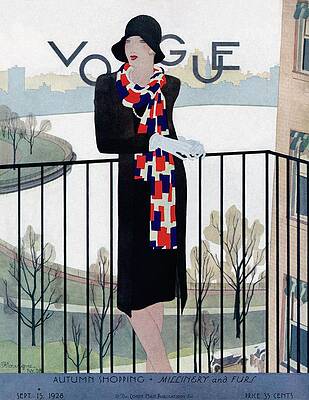 Fashionable Woman on a Balcony Wall Art