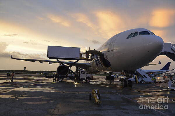 Transportation Wall Art featuring the photograph Airplane On Tarmac At Sunset #1 by Sami Sarkis Photography