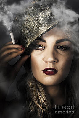 Wall Art featuring the photograph Attractive Pinup Woman In 1940 Military Style by Jorgo Photography