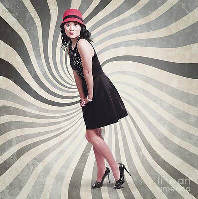 Wall Art featuring the photograph Beautiful Asian Woman Posing. Vintage Style by Jorgo Photography