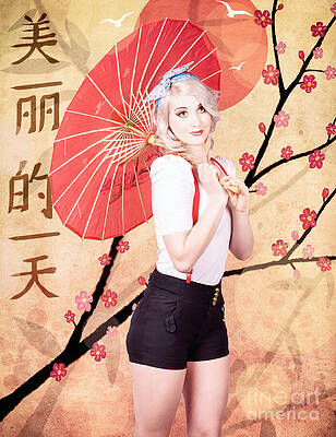 Wall Art featuring the photograph Beautiful Woman Celebrating The Chinese New Year by Jorgo Photography