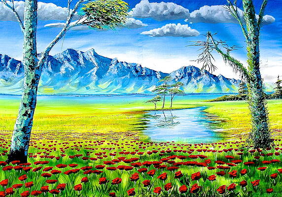 Wall Art featuring the painting Before The Mountains #1 by Evans Yegon