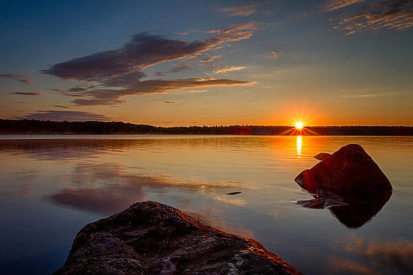 Reflection Wall Art featuring the photograph Brilliant Sunrise Baxter Lake NH #1 by Jeff Sinon