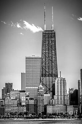 Illinois Wall Art featuring the photograph Chicago Hancock Building Black And White Picture #1 by Paul Velgos