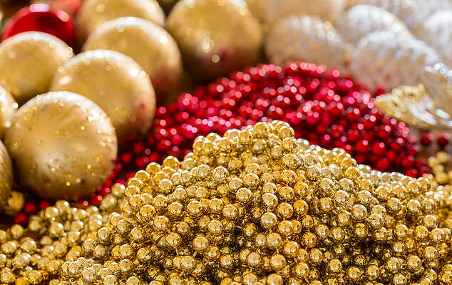 Modern Wall Art featuring the photograph Christmas Decorations On Table #1 by Steven Heap