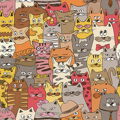 Wall Art featuring the digital art Colorful Seamless Pattern With Funny #1 by Annykos