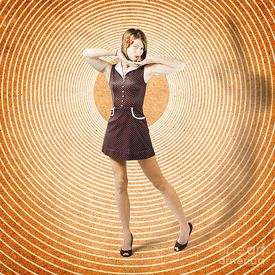 Wall Art featuring the photograph Cute Retro Pinup Girl In Time Warp by Jorgo Photography