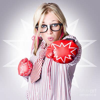 Wall Art featuring the photograph Dangerous Female Worker Punching With Great Force by Jorgo Photography