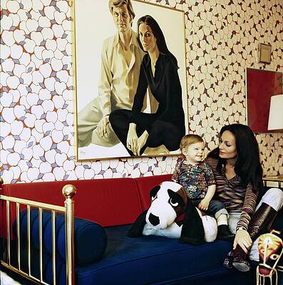 Stuffed Animal Wall Art featuring the photograph Diane Von Furstenberg With Her Son #1 by Horst P. Horst