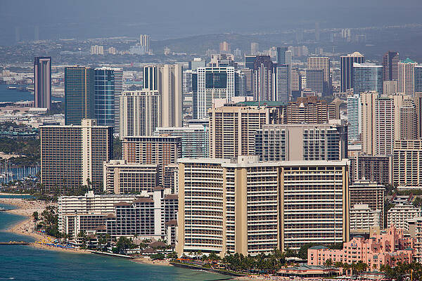 Hawaii Wall Art featuring the photograph Downtown Waikiki Seen From Diamond Head #1 by Steven Heap