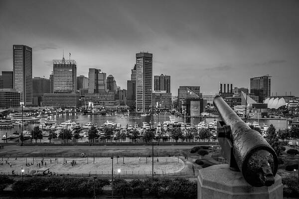 Historic Cannon Overlooking City Skyline Photograph