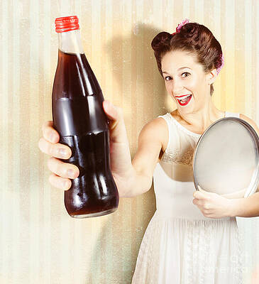 Wall Art featuring the photograph Female Pin-up Waiter Serving Drink At Summer Party by Jorgo Photography