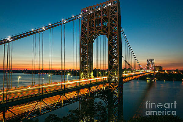 Wall Art featuring the photograph George Washington Bridge Morning Twilight III by Clarence Holmes