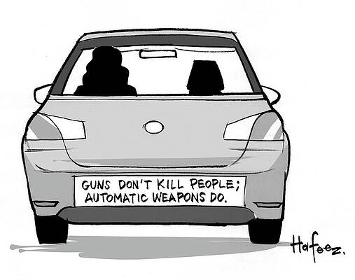 Gun Drawing - Guns Don't Kill People Automatic Weapons #1 by Kaamran Hafeez