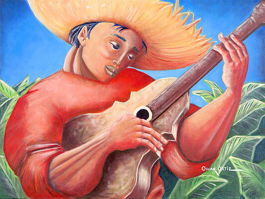 Blue Wall Art featuring the painting Hidalgo Campesino by Oscar Ortiz
