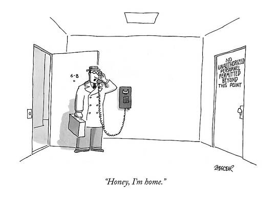 6 Wall Art featuring the drawing Honey, I'm Home #1 by Jack Ziegler