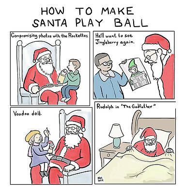 Santa Claus Wall Art featuring the drawing How To Make Santa Play Ball #1 by Paul Noth
