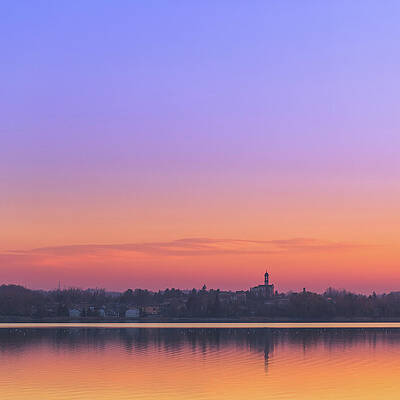 Wall Art featuring the photograph Lake Sunset #1 by Deimagine