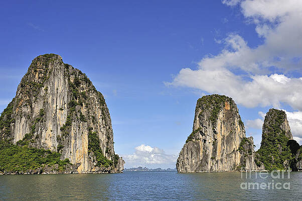 Landscape Photograph - Limestone Karst Peaks Islands In Ha Long Bay #1 by Sami Sarkis Photography