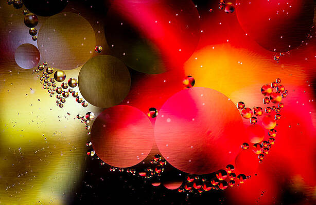 Beautiful Photograph - Macro Shot Of Abstract Oil In Water Droplets #1 by Steven Heap
