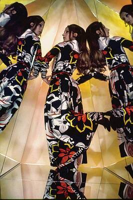 Wall Art featuring the photograph Marta Montt Wearing A Floral Dress #1 by Raymundo de Larrain