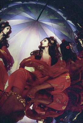 Wall Art featuring the photograph Marta Montt Wearing Hanae Mori #1 by Raymundo de Larrain