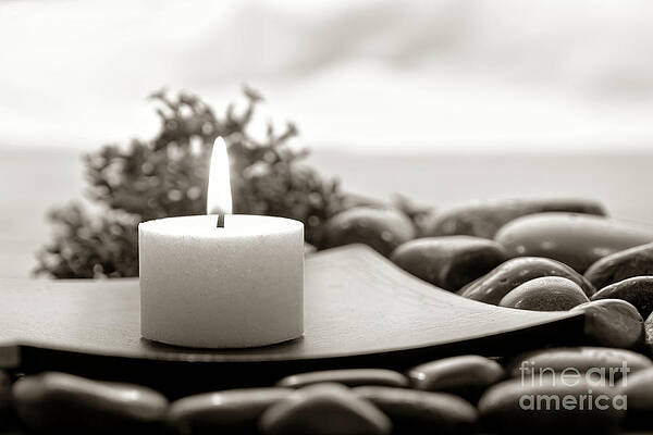 Serene Candle and Pebbles Wall Art