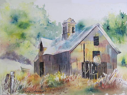 Rustic Barn in Tranquil Countryside Painting