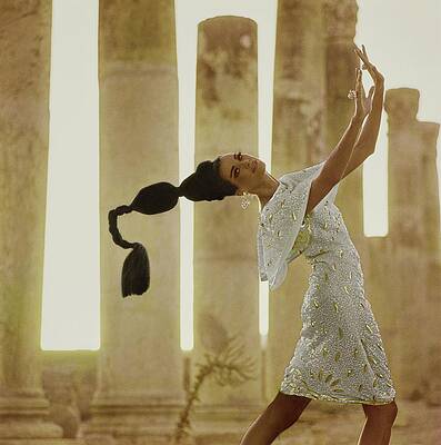 Desert Photograph - Model By Columns At Jerash #1 by Henry Clarke