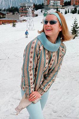 Mountain Photograph - Model On The Slopes At Courchevel #1 by Frances McLaughlin-Gill
