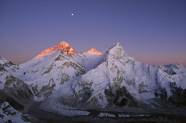 Moon Over Mount Everest Summit by Grant  Dixon
