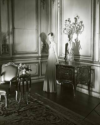 Elegant Woman in Vintage Interior Photograph