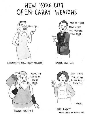 Thor Drawing - New York City Open Carry Weapons #1 by Emily Flake