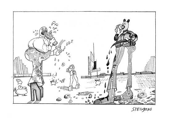 Native Drawing - New Yorker February 23rd, 1976 #1 by Saul Steinberg