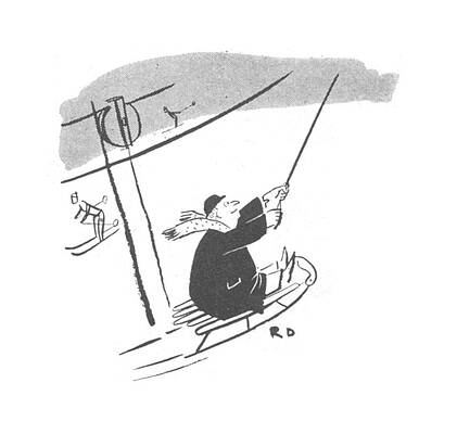 Ski Drawing - New Yorker January 22nd, 1944 #1 by Robert J. Day