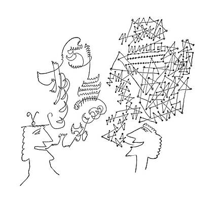 Brain Drawing - New Yorker June 1st, 1957 #1 by Saul Steinberg