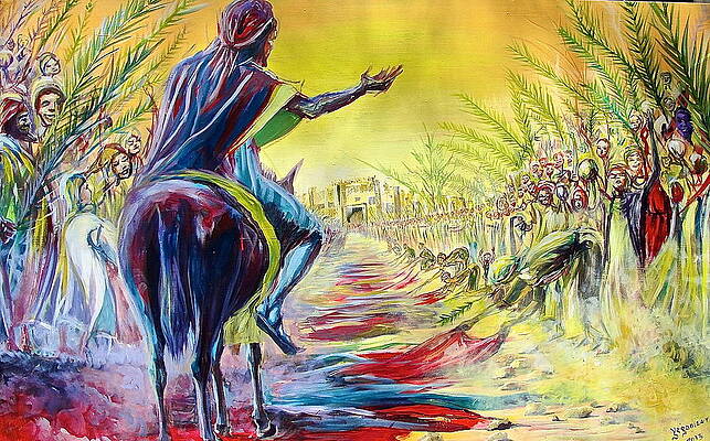 Wall Art featuring the painting Palm Sunday #1 by Evans Yegon