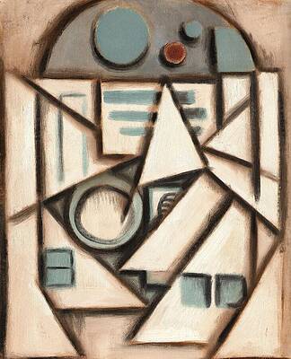 Geometric Abstraction with Circles and Triangles Painting