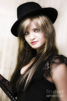 Wall Art featuring the photograph Retro Broadway Dancing Woman In Top Hat And Tails by Jorgo Photography