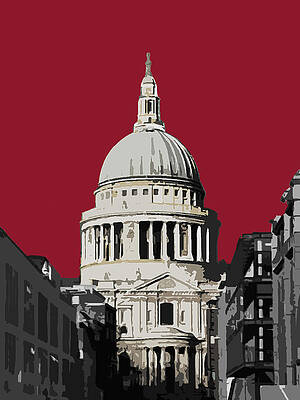 Wall Art featuring the mixed media Saint Pauls - Blazing RED by BFA Prints
