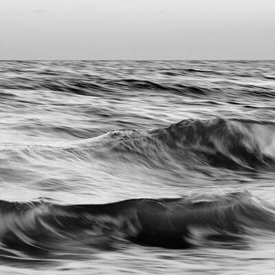 Monochrome Ocean Waves Wall Art