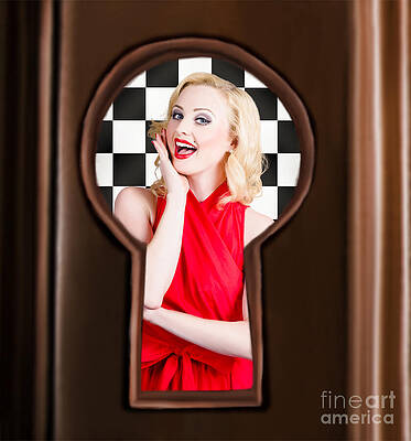 Wall Art featuring the photograph Stylish Surprised Women Portrait. Pinup Secret by Jorgo Photography