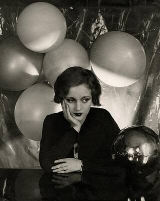 Pensive Woman with Balloons Photograph