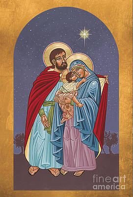 The Holy Family Under Starry Sky Wall Art