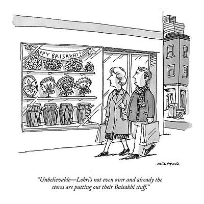 Humorous Shopping Cartoon Drawing