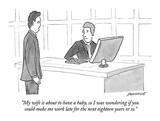 John Donohue Wall Art featuring the drawing My Wife Is About To Have A Baby by John Donohue