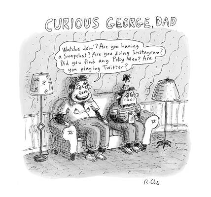 Monkey Drawing - New Yorker January 2nd, 2017 by Roz Chast