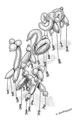 Balloon Wall Art featuring the drawing New Yorker November 29th, 2004 by Tom Hachtman